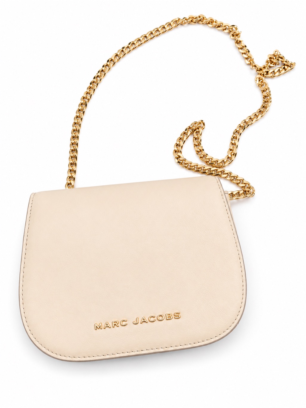 Marc Jacobs Cream Leather Crossbody With Gold Chain Strap